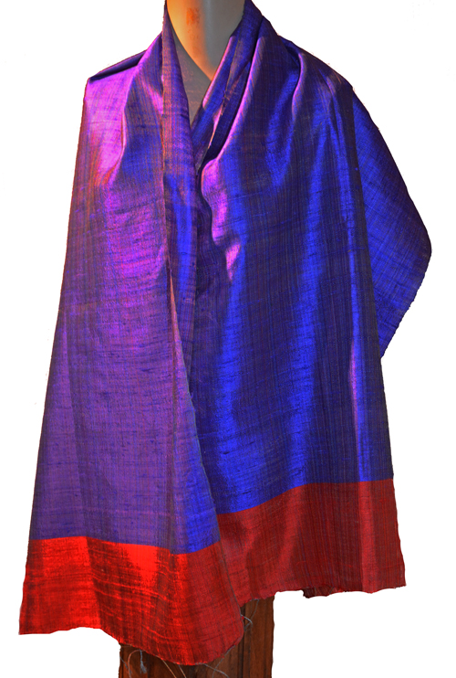 Foulard en soie sauvage à deux couleurs