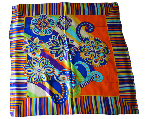 Foulard de soie imprimé 100% pure soie