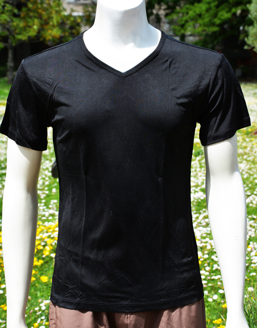 Tee shirt en soie, pour homme, col en V